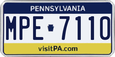 PA license plate MPE7110