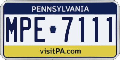 PA license plate MPE7111