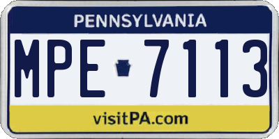 PA license plate MPE7113