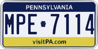 PA license plate MPE7114