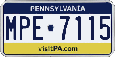 PA license plate MPE7115