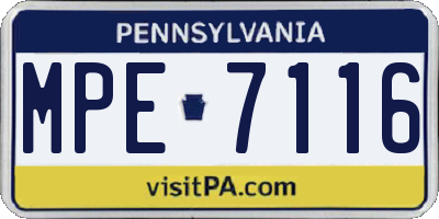 PA license plate MPE7116