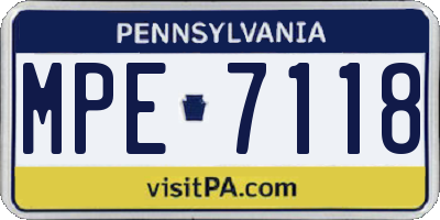 PA license plate MPE7118