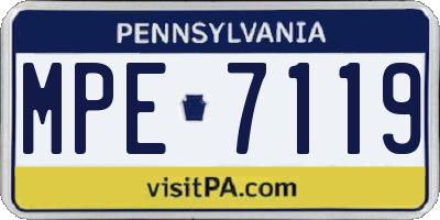 PA license plate MPE7119