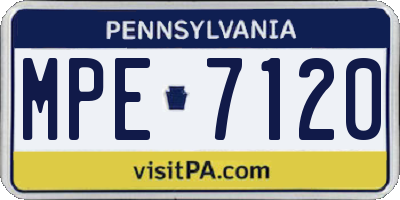 PA license plate MPE7120