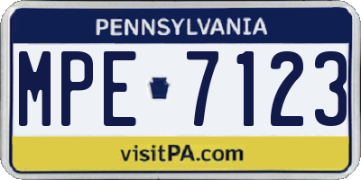 PA license plate MPE7123