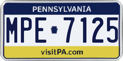 PA license plate MPE7125