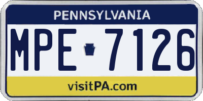 PA license plate MPE7126