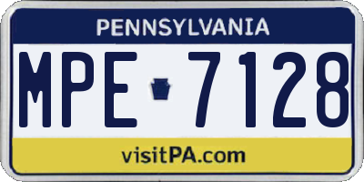 PA license plate MPE7128