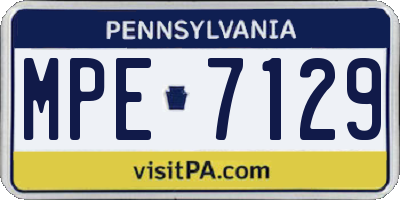 PA license plate MPE7129