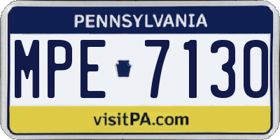 PA license plate MPE7130