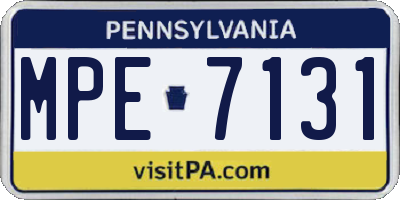 PA license plate MPE7131
