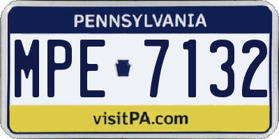PA license plate MPE7132
