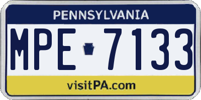 PA license plate MPE7133