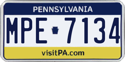 PA license plate MPE7134