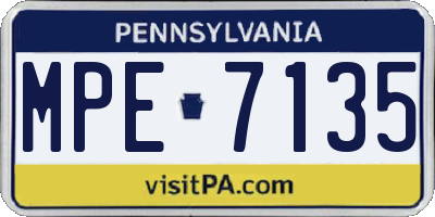 PA license plate MPE7135