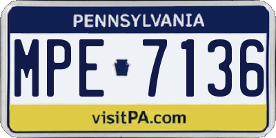 PA license plate MPE7136