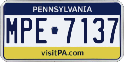 PA license plate MPE7137