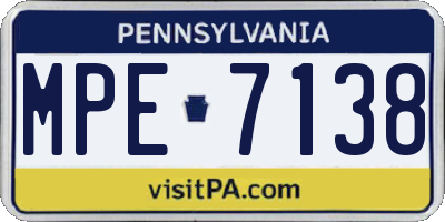 PA license plate MPE7138