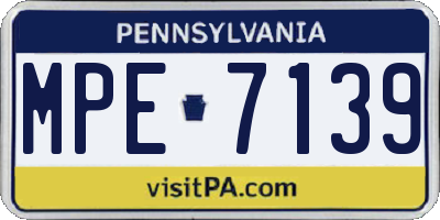 PA license plate MPE7139