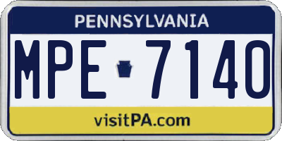 PA license plate MPE7140