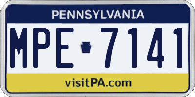 PA license plate MPE7141