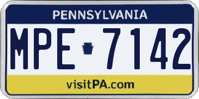 PA license plate MPE7142