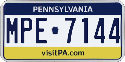 PA license plate MPE7144