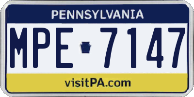 PA license plate MPE7147