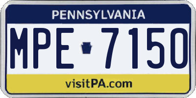 PA license plate MPE7150