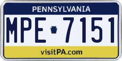 PA license plate MPE7151