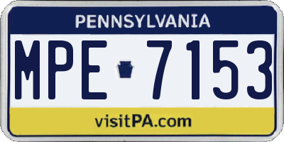 PA license plate MPE7153