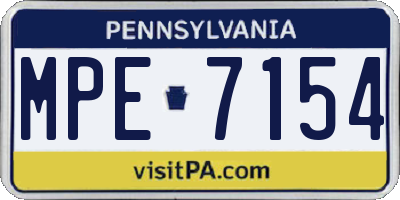 PA license plate MPE7154