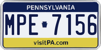 PA license plate MPE7156