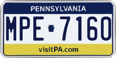 PA license plate MPE7160