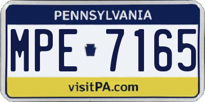 PA license plate MPE7165