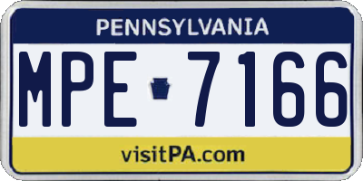 PA license plate MPE7166