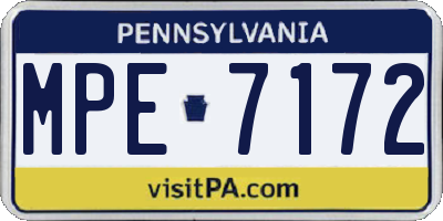 PA license plate MPE7172