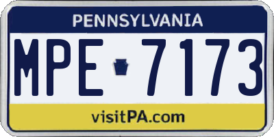 PA license plate MPE7173