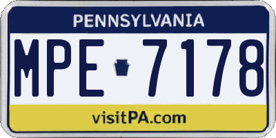 PA license plate MPE7178