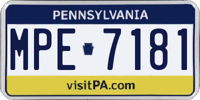 PA license plate MPE7181