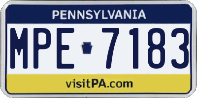 PA license plate MPE7183