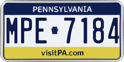 PA license plate MPE7184