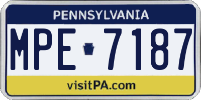 PA license plate MPE7187