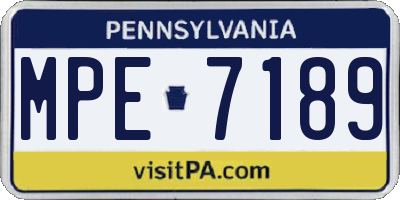 PA license plate MPE7189