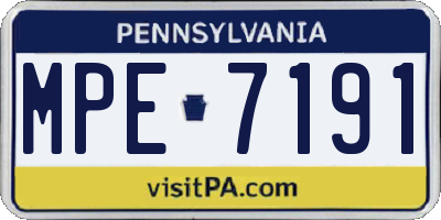 PA license plate MPE7191