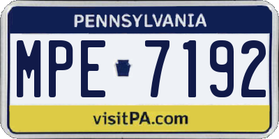 PA license plate MPE7192
