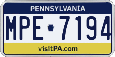 PA license plate MPE7194