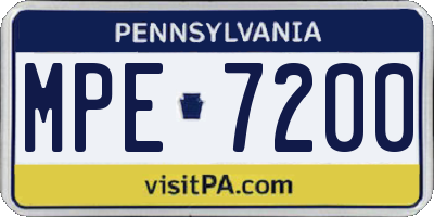 PA license plate MPE7200