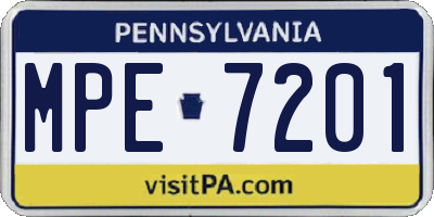 PA license plate MPE7201